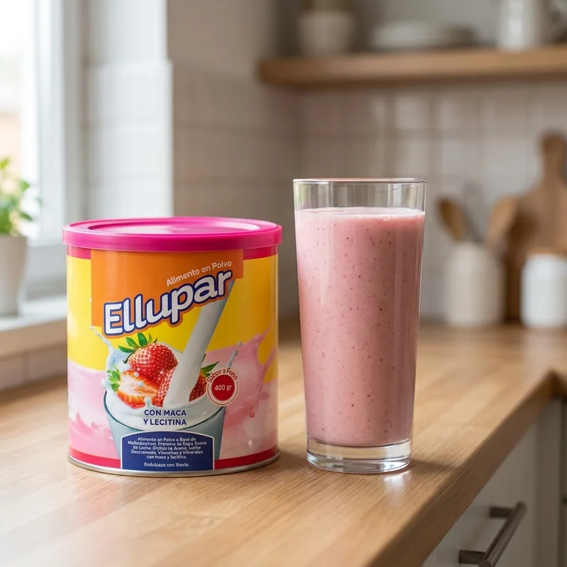 Vaso de Ellupar preparado, listo para tomar